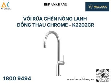 Vòi rửa chén Malloca nóng lạnh đồng thau Chrome - K2202CR